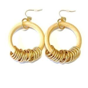 NWT Gypsy Vibes Earrings in Natural Wood Hoops
